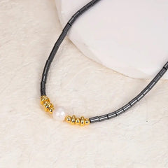 Turquoise Beaded Necklace with Pearl Pendant