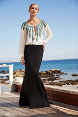Alina Embroidered Crepe Gown