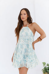 Muse Of The Moment Halter Mini Dress Blue