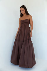 Unforgettable Style Strapless Maxi Dress Brown