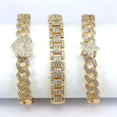 1 piece ins style star heart shape copper inlay zircon bangle