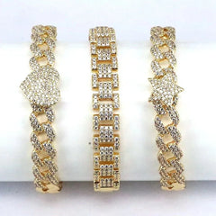1 piece ins style star heart shape copper inlay zircon bangle