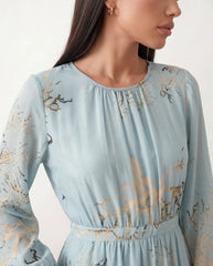 Aria Silk Abstract Print Maxi Dress