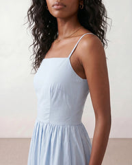Stella Spaghetti Strap Lace-Up Midi Dress