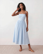Stella Spaghetti Strap Lace-Up Midi Dress
