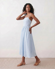 Stella Spaghetti Strap Lace-Up Midi Dress