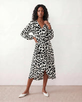 Rosa Animal Print Front Slit Midi Dress