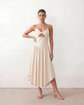 Willa Spaghetti Strap Low Back Midi Dress
