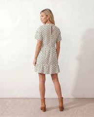 Romy Polka Dot Ruffle Detail Mini Dress