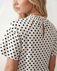 Romy Polka Dot Ruffle Detail Mini Dress