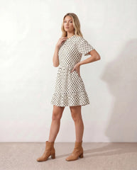 Romy Polka Dot Ruffle Detail Mini Dress