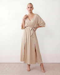 Rhea Open Back Tie Back Maxi Dress