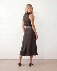 Eden Glossy Cowl Neck Midi Dress
