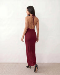 Isla Ribbed Halter Maxi Dress