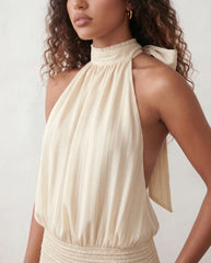 Bella Glossy Halter Mini Dress