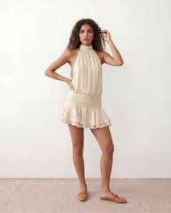 Bella Glossy Halter Mini Dress