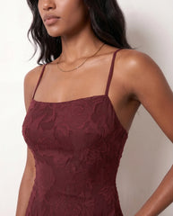 Selene Spaghetti Strap Lace-Up Maxi Dress