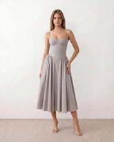 Daria Spaghetti Strap Sweetheart Midi Dress