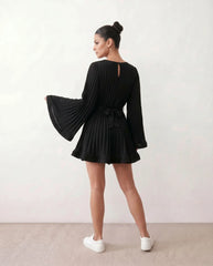 Caroline Pleated Ruffle Detail Mini Dress