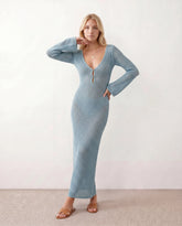 Calixta Crochet Plunge Neck Maxi Dress
