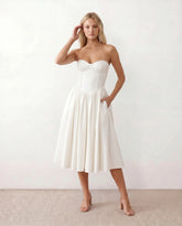 Vicenta Basque Waist Strapless Midi Dress