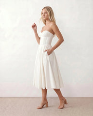 Vicenta Basque Waist Strapless Midi Dress
