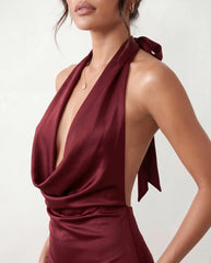Georgina Satin Cowl Neck Maxi Dress