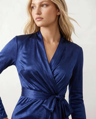 Cordula Glossy Ruffle Detail Maxi Dress