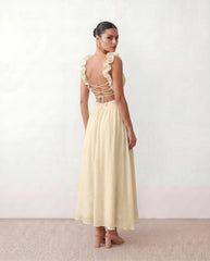 Giedre Lace-Up A-Line Midi Dress