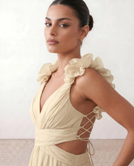 Giedre Lace-Up A-Line Midi Dress