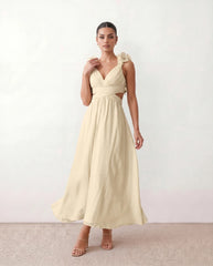 Giedre Lace-Up A-Line Midi Dress