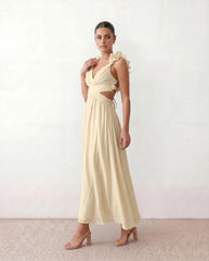 Giedre Lace-Up A-Line Midi Dress