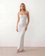 Izabela Sequined Strapless Maxi Dress