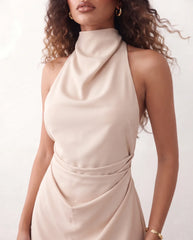 Piia Glossy Halter Mini Dress