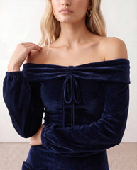 Silviana Glossy Off Shoulder Mini Dress