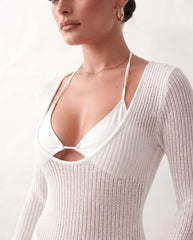 Emiliana Crochet Plunge Neck Mini Dress