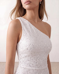 Christa Sequined Asymmetric Neck Maxi Dress