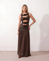Aviana Sequined Drop Waist Maxi Dress