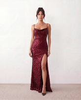 Adriane Sequined Spaghetti Strap Maxi Dress