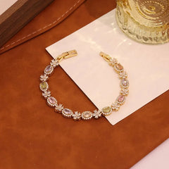 18K Gold Plated Copper Vacuum Electroplated Zircon Heart-Shaped Box Chain Bracelet Colorful Zircon Jewelry for Women Valentine's Day