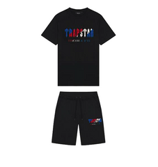 Trapstar Chenille Decoded Short Set Black Revolution