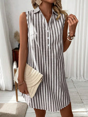 Anora - Soft-Touch Striped Shirt Dress