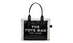 Crinkle Shearling Large Tote Bag BLACK/WHIT H050L01RE21-005
