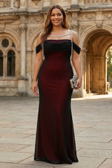 Mermaid Black Red Mermaid Cold Shoulder Long Bridesmaid Dress
