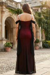 Mermaid Black Red Mermaid Cold Shoulder Long Bridesmaid Dress