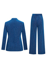 Ink Blue 2 Piece Notched Lapel Prom Suits with Sleeves