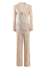 Champagne Sparkly Button 2 Pieces Women's Suits