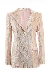 Champagne Sparkly Button 2 Pieces Women's Suits