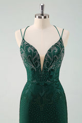 Sparky Dark Green Tight Short Homecoing Dress with Beadings