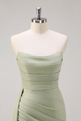 Sweetheart Sage Long Prom Dress with Slit